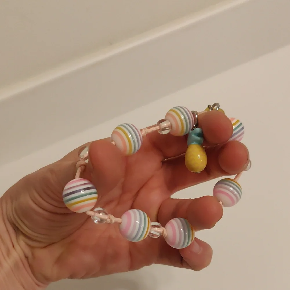 Gymboree girls Colorful Beaded Bracelet with 2 cute Charms